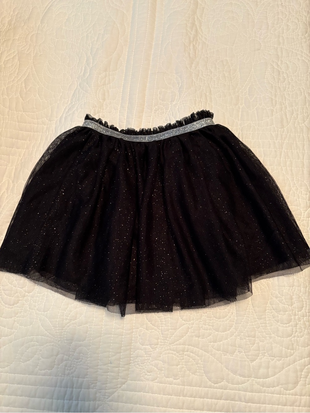 Cat & Jack Black Glitter Tulle Skater Skirt with Silver Waistband